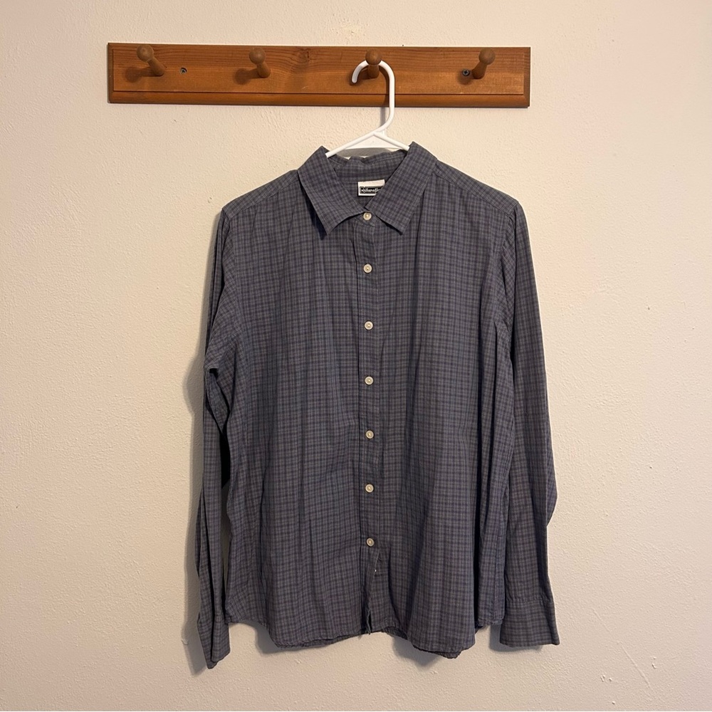 Vintage 100% Cotton Xhilaration Blue Plaid Button Down Shirt Size Large